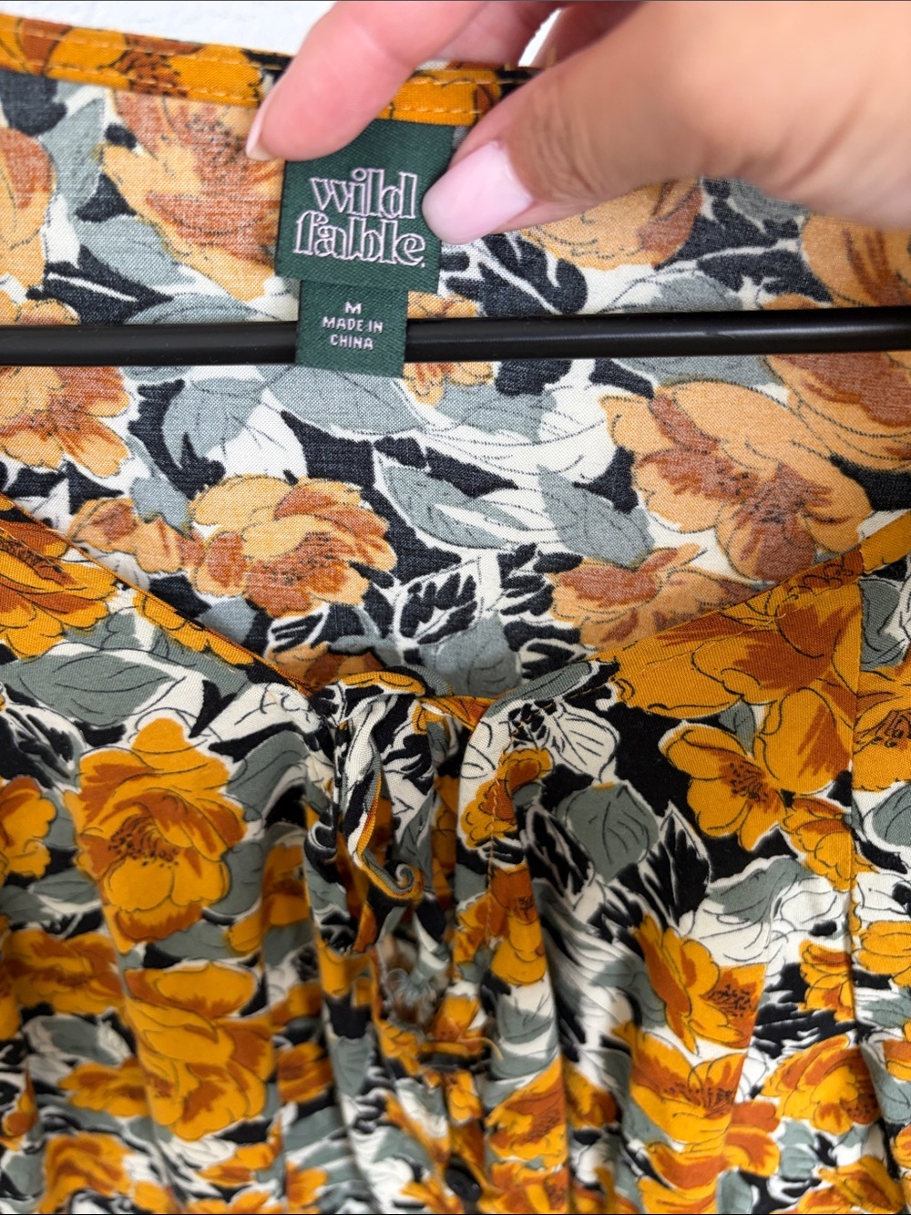 wild fable Mustard Floral Tie-Front Long Sleeve Top - Picture 3 of 4